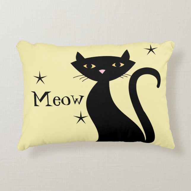 Retro Black Cat Decorative Cushion (Front)