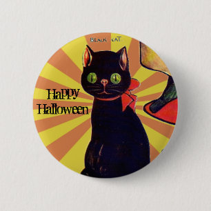 Retro Black Cat Halloween 🎃  6 Cm Round Badge
