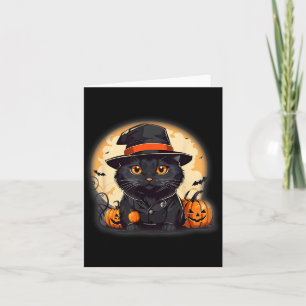 Retro Black Cat Halloween Pumpkin Costume For Card