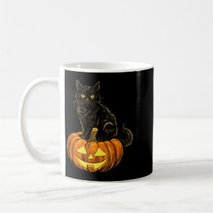 Retro Black Cat Halloween Pumpkin Costume For Coffee Mug