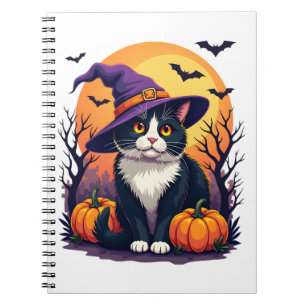 Retro Black Cat Halloween Pumpkin Costume For Men Notebook