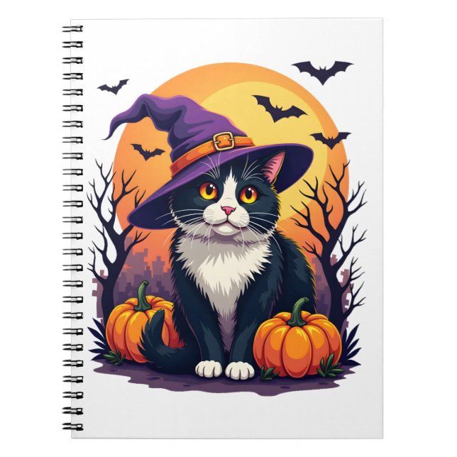 Retro Black Cat Halloween Pumpkin Costume For Men  Notebook (Front)