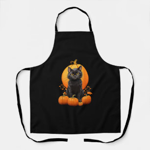 Retro Black Cat Halloween Pumpkin Costume For Wome Apron