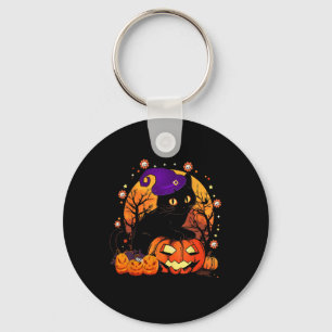Retro Black Cat Halloween Pumpkin Costume For Wome Key Ring