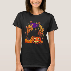Retro Black Cat Halloween Pumpkin Costume For Wome T-Shirt