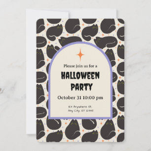 Retro Black Cat Invitation