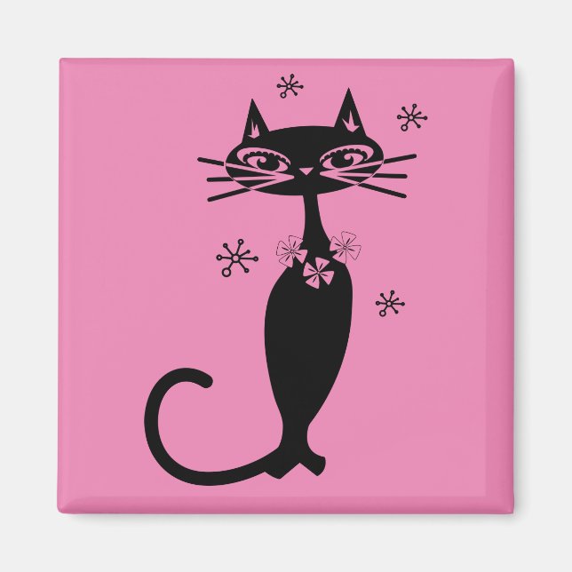 RETRO BLACK CAT MAGNET (Front)