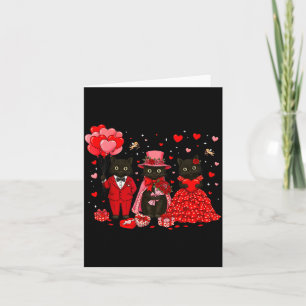 Retro Black Cat Meowentine's Day Heart Valentines Card