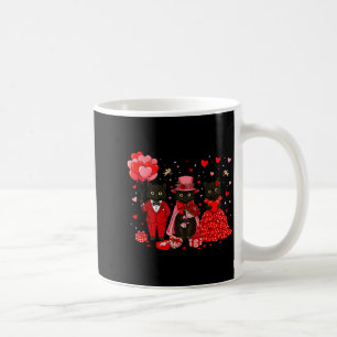 Retro Black Cat Meowentine's Day Heart Valentines  Coffee Mug