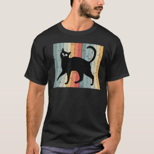 Retro Black Cat On Piano Keyboard Pianist Musician T-Shirt