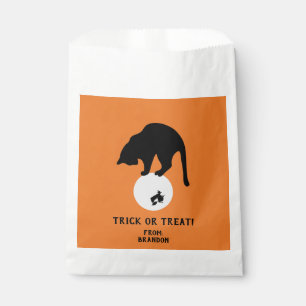 Retro Black Cat on the Moon Halloween Favour Bags