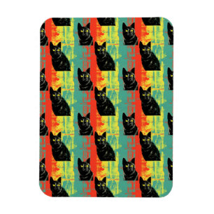Retro Black Cat Pattern Magnet
