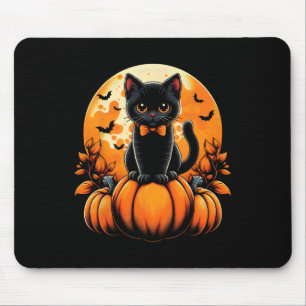 Retro Black Cat Pumpkin Halloween Costume Fall Aut Mouse Mat