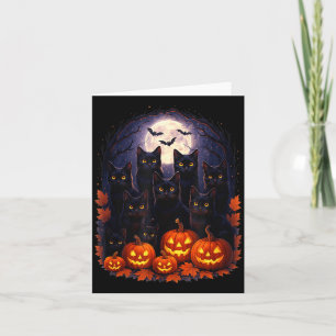 Retro Black Cat Pumpkin Halloween Costume Women Card