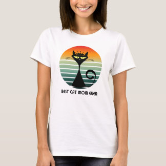 Retro Black Cat Queen T-Shirt, Cat Mum Gift, Vinta T-Shirt