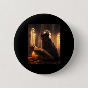 Retro Black Cat Reading Book Vintage Halloween Boo 6 Cm Round Badge