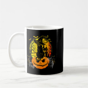 Retro Black Cat Witch Y Halloween Pumpkin Women Coffee Mug