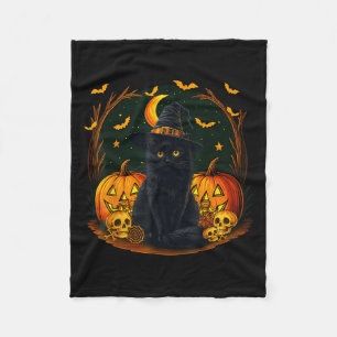 Retro Black Cat Witch Y Halloween Pumpkin Women Me Fleece Blanket