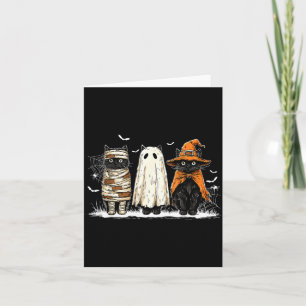 Retro Black Cat Witch Y Halloween Women Men Kids Card