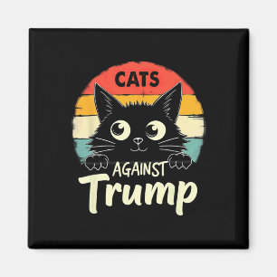 Retro Black Cats Against Trump  Magnet