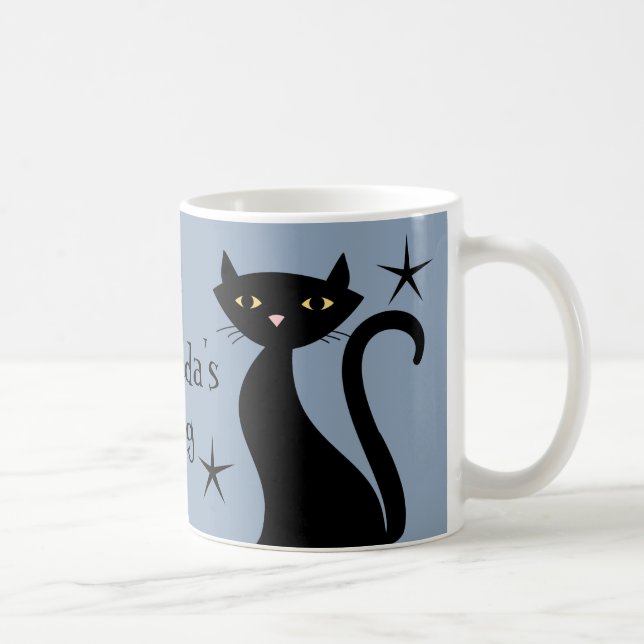 Retro Black Cats, construction boom blue Coffee Mug (Right)