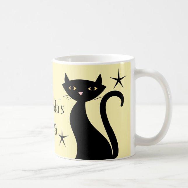 Retro Black Cats, Sunnyday Yellow Coffee Mug (Right)