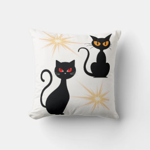Retro black cats with starburst cushion/ cushion