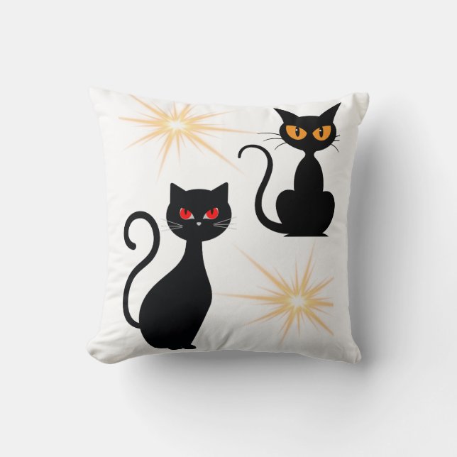 Retro black cats with starburst cushion/ cushion (Front)