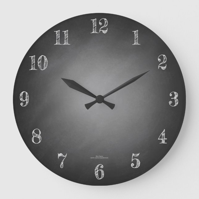 Retro Black Chalkboard Vignette Large Clock (Front)