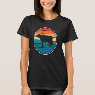 Retro Black Cow Vintage Style Cute Cattle T-Shirt