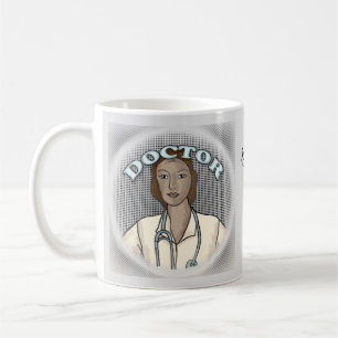 Retro black female doctor  coffee mug