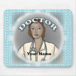 Retro black female doctor  mouse mat