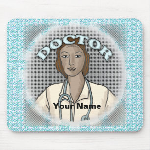 Retro black Female Doctor   Mouse Pad 