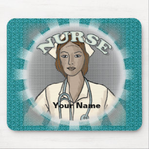 Retro Black Female Nurse Mouse Mat
