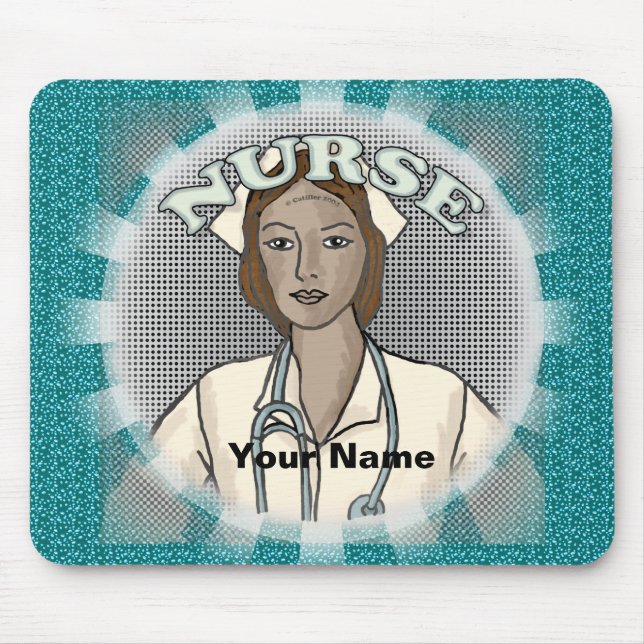 Retro black female nurse  mouse mat (Front)