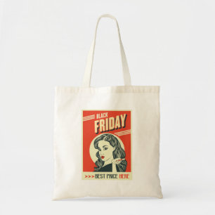 Retro Black Friday Pop Art Pin-Up Girl Tote Bag