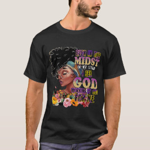 Retro Black Girl Floral Christian Saying Religious T-Shirt