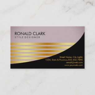 Retro Black Gold Financial Services Construction Business Card