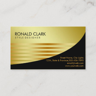 Retro Black Gold Metal Financial Services Business Card