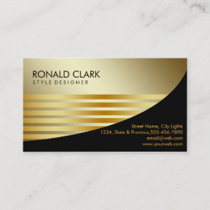 Retro Black Gold Metal Financial Services Business Card