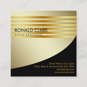 Retro Black Gold Metal Financial Services Square Business Card