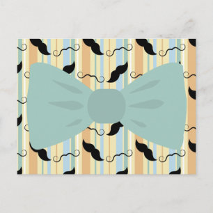 Retro Black Handlebar Moustache Bowtie Pattern Postcard