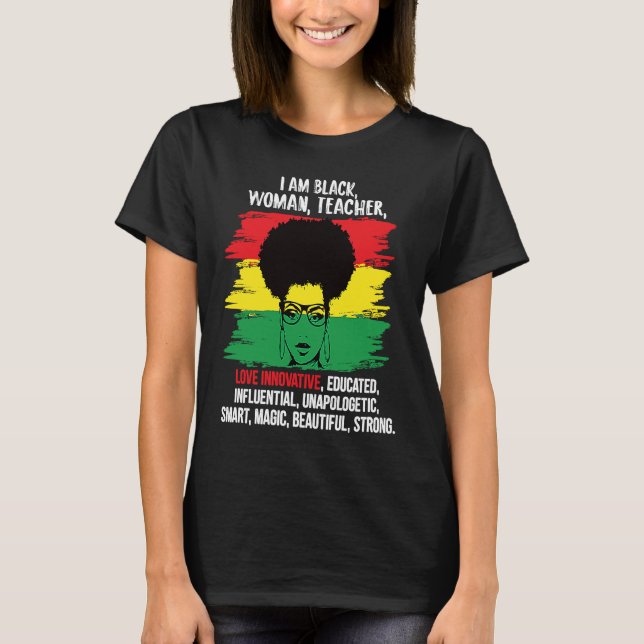 Retro Black History Month Proud Black Teacher Magi T-Shirt (Front)