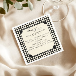 Retro Black & Ivory Fun Facts Old Money Wedding Napkin