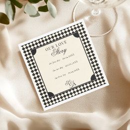 Retro Black Ivory Our Love Story Old Money Wedding Napkin