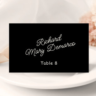 Retro Black & Ivory Wedding Guest Name Place Card