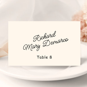 Retro Black & Ivory Wedding Guest Name Place Card