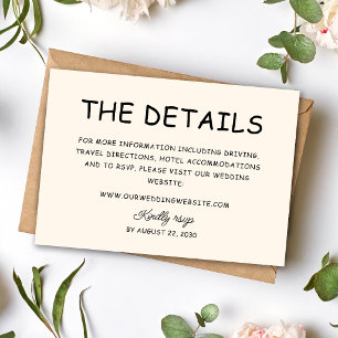 Retro Black & Ivory Wedding Information Enclosure Card