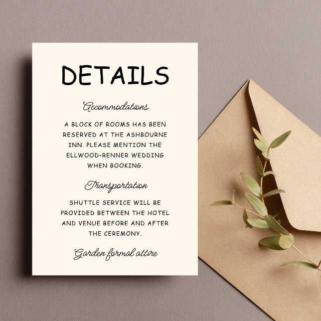 Retro Black & Ivory Wedding Information Enclosure Card (Retro black and ivory wedding information enclosure card keeps guests informed with vintage elegance)