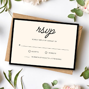 Retro Black & Ivory Wedding RSVP Card